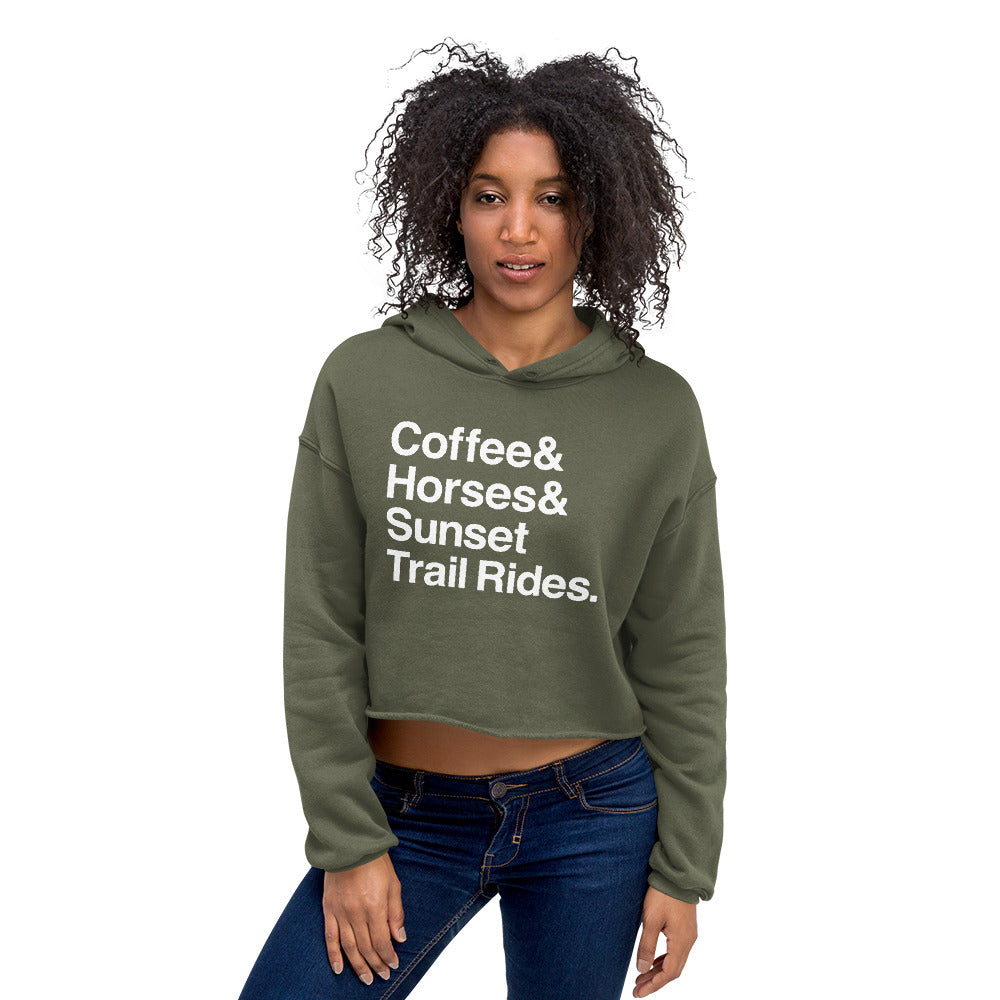 Coffee & Horses & Sunset Trail Rides - Crop Sweatshirt