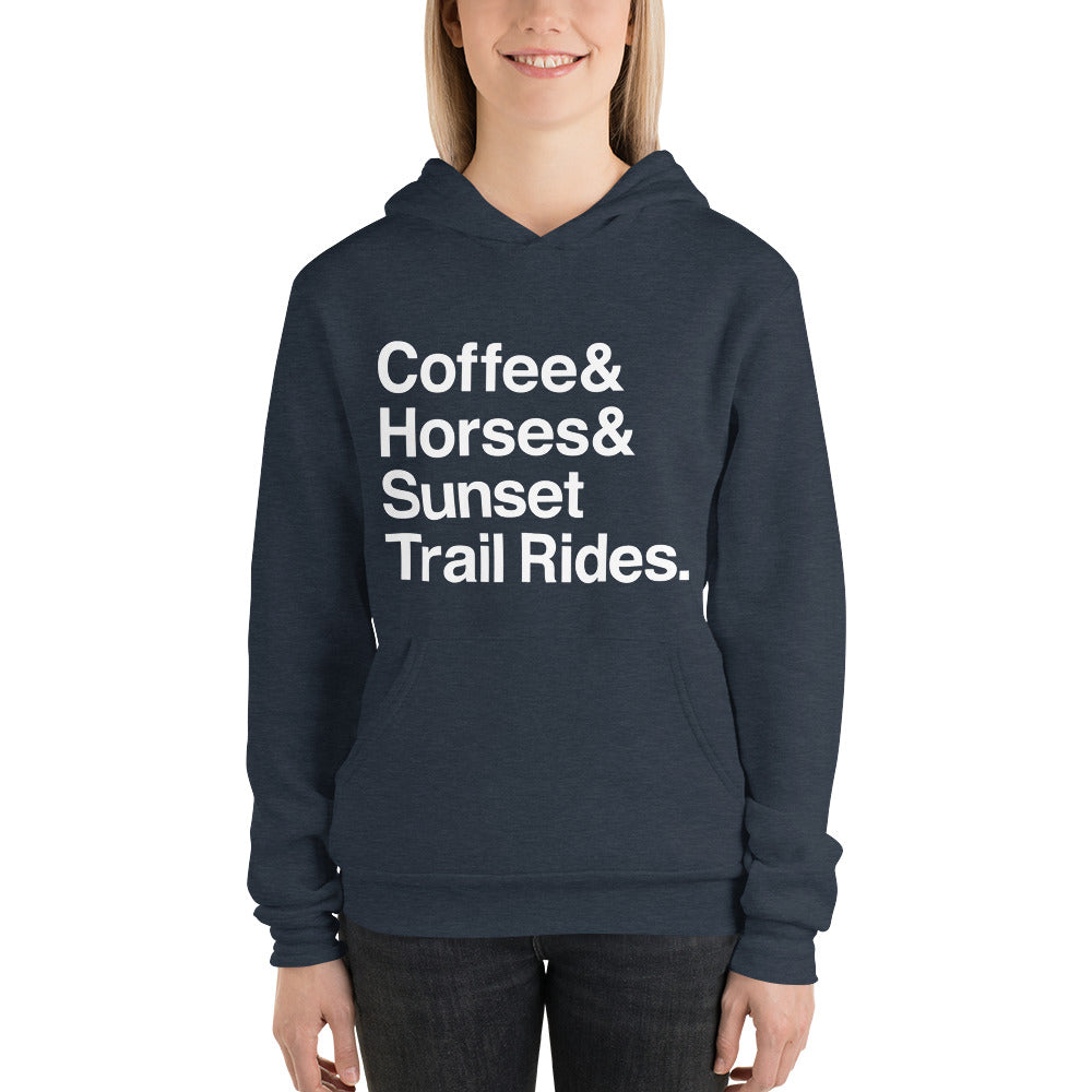 Coffee & Horses & Sunset Trail Rides Hoodie