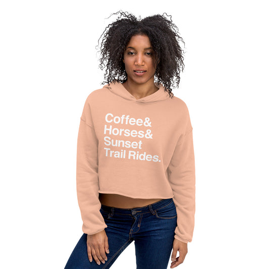 Coffee & Horses & Sunset Trail Rides - Crop Sweatshirt